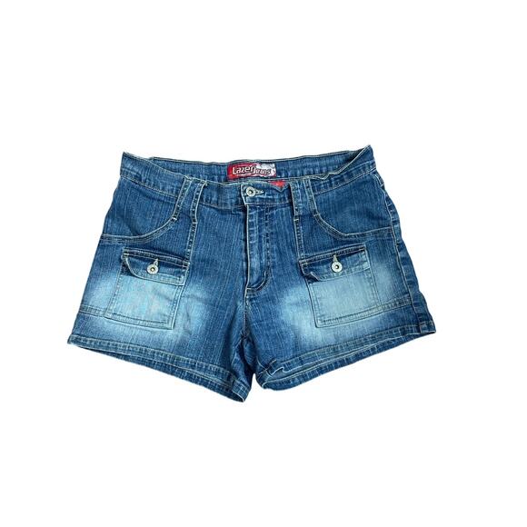 Lazer Jeans Pants - Lazer Jeans Y2K Vintage Cargo Pocket Faded Denim Shorts Size 11 Grunge 90s